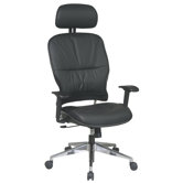 Space Seating Mid-Back Leather Managerial Chair with 2-Way Adjustable Headrest