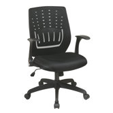 Screen Back Chair with Contoured Designer Back and Flip Arms