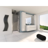 Aqua 8 Hinge Pivot Door Shower Enclosure in Polished SIlver