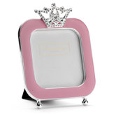 Baby Enamel Photo Frame Pink Enamel and Crown Frame
