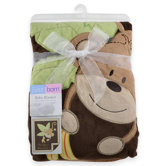Just Born Jumbo 3D Valboa Applique Monkey Business Blanket