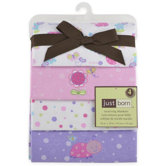 Just Born Flannel Receiving Blankets with Girl Prints, Flower, Ladybug