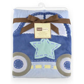 Just Born Jumbo 3D Valboa Applique Blue Car Blanket