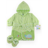 Just Born Turtle Woven Terry Robe and Bootie Set