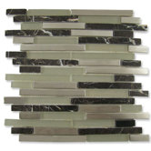 Impact 12" x 11-3/4" Glass, Tile, and Metal Staggered Mosaic in French Roast Metal