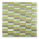 Impact 5/8" x 1-7/8" Glass, Tile, and Metal Mosaic in Green Tea Metal