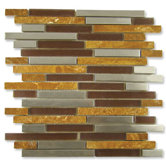 Impact 12" x 11-3/4" Glass, Tile, and Metal Staggered Mosaic in Parchment Metal