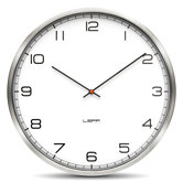 One Wall Clock with White Arabic Dial in Stainless Steel
