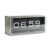 Brick Wall/Desk Clock with Black Dial in Stainless Steel