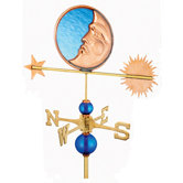 Full Size Weathervane Stained Glass Moon in Polished