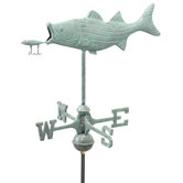 Bass with Lure Weathervane with Roof Mount
