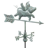 Flying Pig Weathervane with Roof Mount
