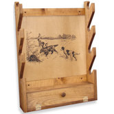 4 Gun Wooden Rack with Hunting Dogs Print