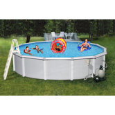 Samoan Round 52" Deep 8" Top Rail Metal Wall Swimming Pool Package