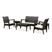 Miami Resin Wickerlook 6 Piece Lounge Seating Group with Cushions