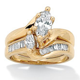 Gold Plated Cubic Zirconia Wedding Ring Set