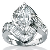 Platinum/Silver Cubic Zirconia Channel Ring Set