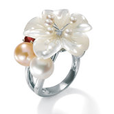 Sterling Silver Mother-Of-Pearl Flower Ring