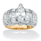 18k Gold/Silver Multi-Cut Cubic Zirconia Ring