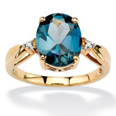 18k Gold/Silver London Blue Topaz Ring