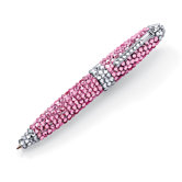 Silvertone Pink and White Rhinestone Pen