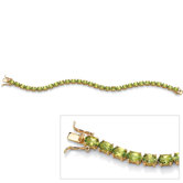 18k Gold/Silver Oval-Cut Peridot Tennis Bracelet