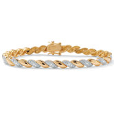 14k Gold Plated Diamond Wave Bracelet