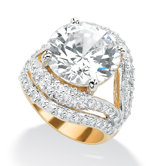 Gold Plated Cubic Zirconia Split-Shank Ring