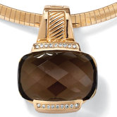 14k Gold Plated Smoky Quartz and Cubic Zirconia Pendant/Enhancer