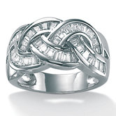 Cubic Zirconia Platinum / Sterling Silver Channel Set Ring