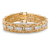 Men's Cubic Zirconia Bar - Link Bracelet