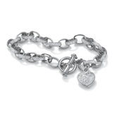 Diamond Accent Heart Charm Bracelet