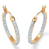 18k Round Diamond Hoop Earrings