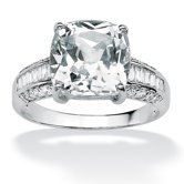 Gold Cushion Cubic Zirconia Ring