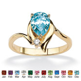 Brass Pear-Shaped Garnet Birthstone Ring