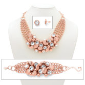 Rose Gold Rhinestone Statement Jewelry Set