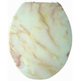 Elongate Marbleized Molded Wood Toilet Seat in Pink