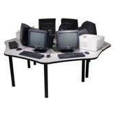 3 Station Curvilinear Multi-User Workstation