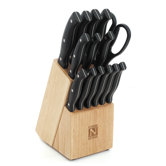 15 Piece Cutlery Fine Edge POM Handle Block Set