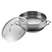 Stainless Steel Chef's Pan with Steamer and Glass Lid