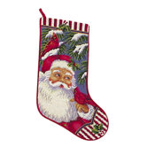 Santa with Cardinals Needlepoint Stocking