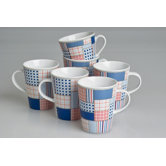 0,28L Kaffeebecher "Patchwork" aus Porzellan (6er Pack)