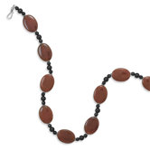 21 InchSterling Necklace 21mmX 29mmCarnelian Beads 6mmBlack Onyx 8mmBlack Onyx Beads - 21 Inch