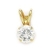 14k Gold 5mm CZ Round Pendant