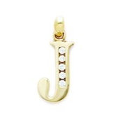 14k Gold CZ Small Initial J Pendant