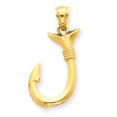 14k Whale Tail Hook Pendant
