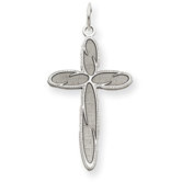 14k White Gold Laser Designed Cross Pendant