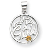 Sterling Silver Citrine Its a Girl Pendant