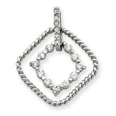 Sterling Silver CZ Square Pendant