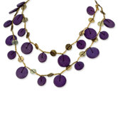 Brown Purple Hamba Wood and Sequin 17in With Ext Necklace